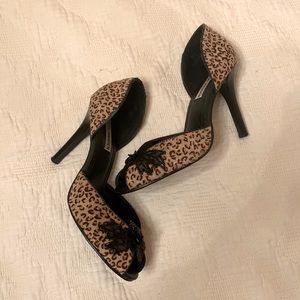 Steve Madden calf hair, cheetah print heeled boots